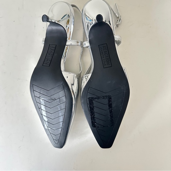 NEW Kenneth Cole Reaction Maggie Silver Kitten Heels Women's Slingback Sz 7M - Picture 12 of 13